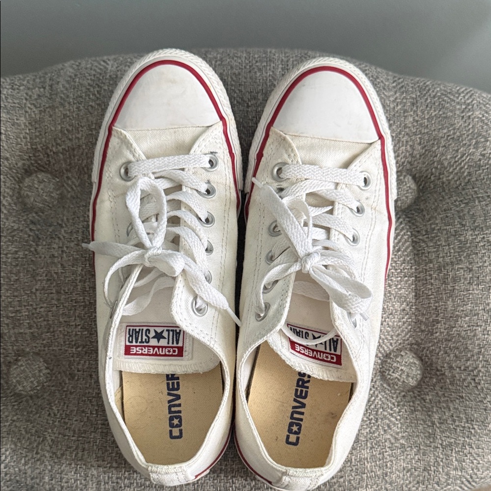 Converse White and Red Low-Top Sneakers